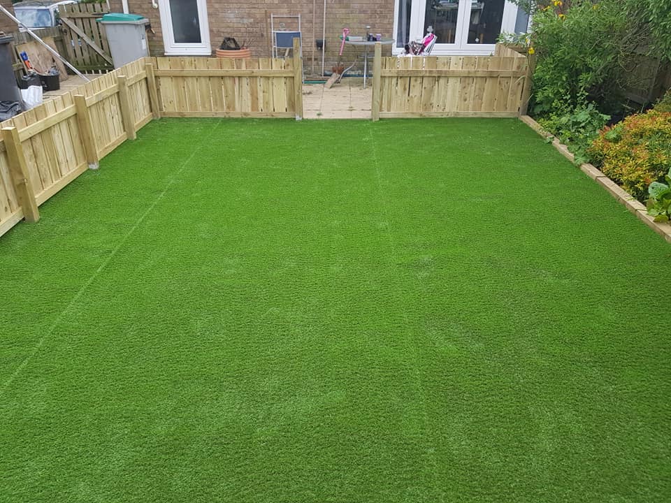 Artificial grass just been laid