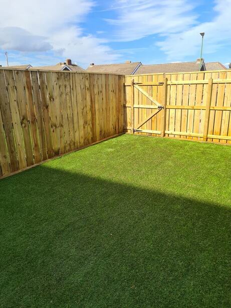 New timber fence, gate and turf installation